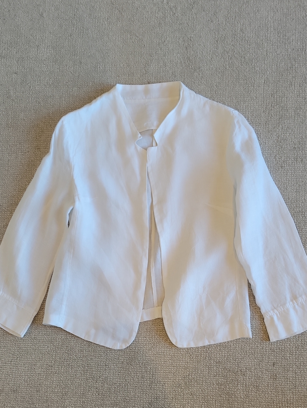 Linen Crisp White Lightweight Jacket - Open Front